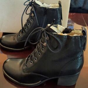 Clarks Black Lace Up Leather Boots